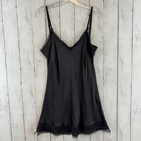 Ottod'Ame Black/Grey Silk Blend Italy Distressed Trim Mini Slip Dress Size 12 - Picture 4 of 16